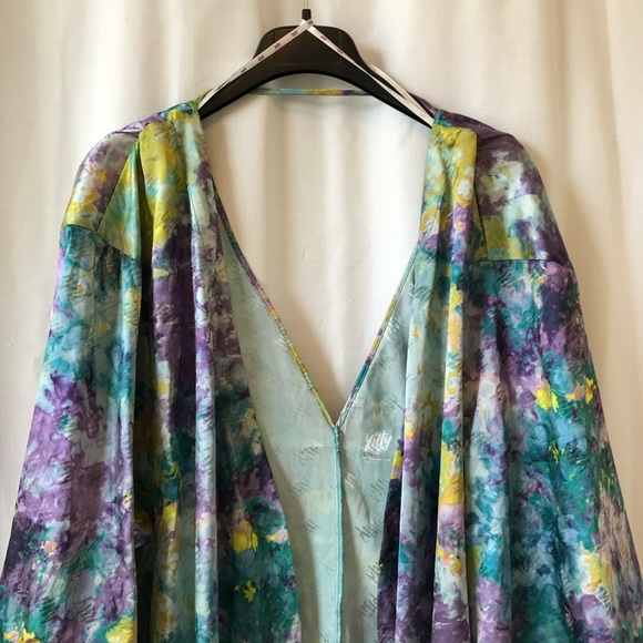 Yitty Sattin Pretty Mini Robe in Deep Sea Watercolor Size 2x - Picture 2 of 13
